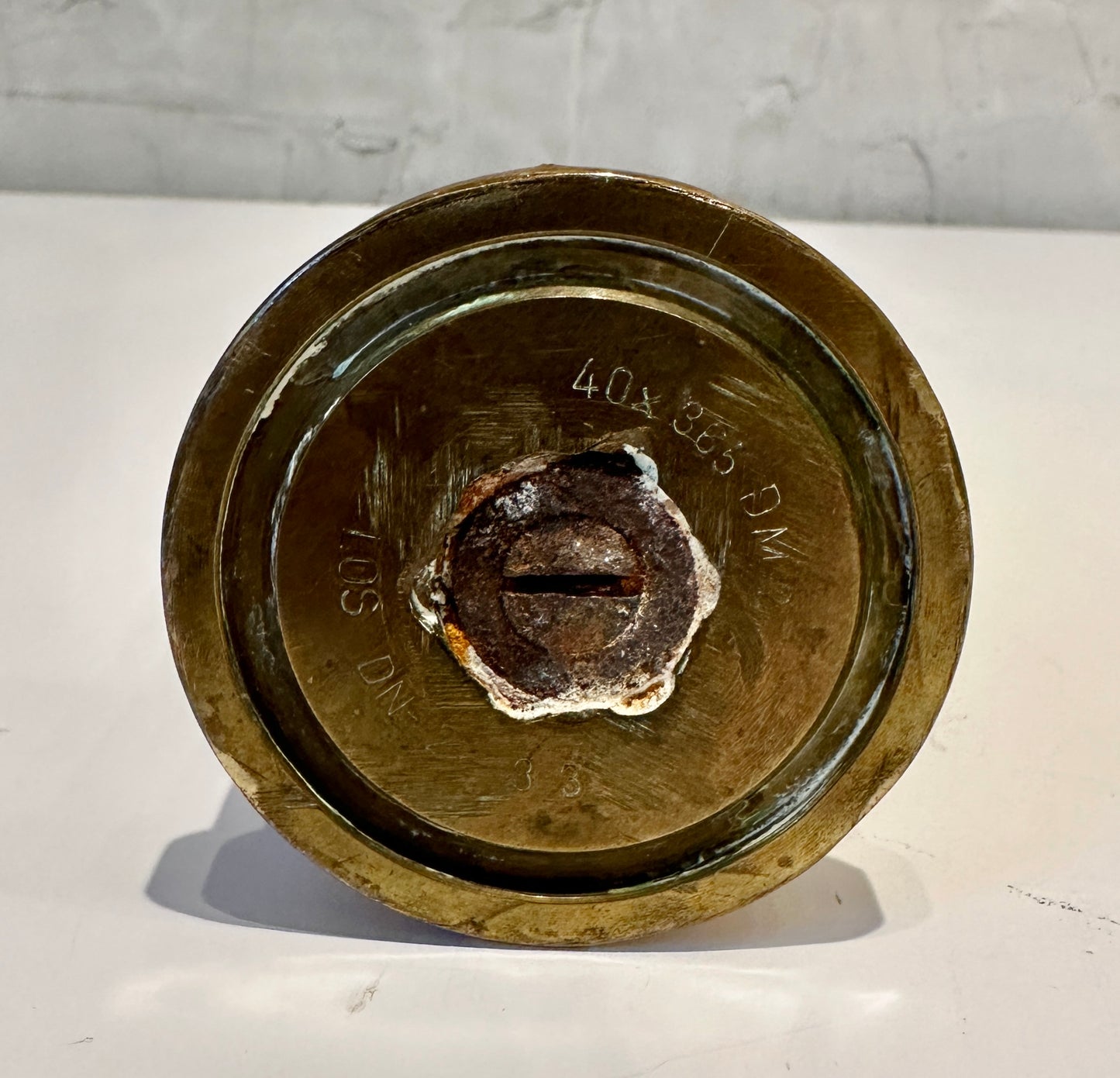 Antique Religious Figure of Saint Anthony in Brass Shell Case: Trench Art