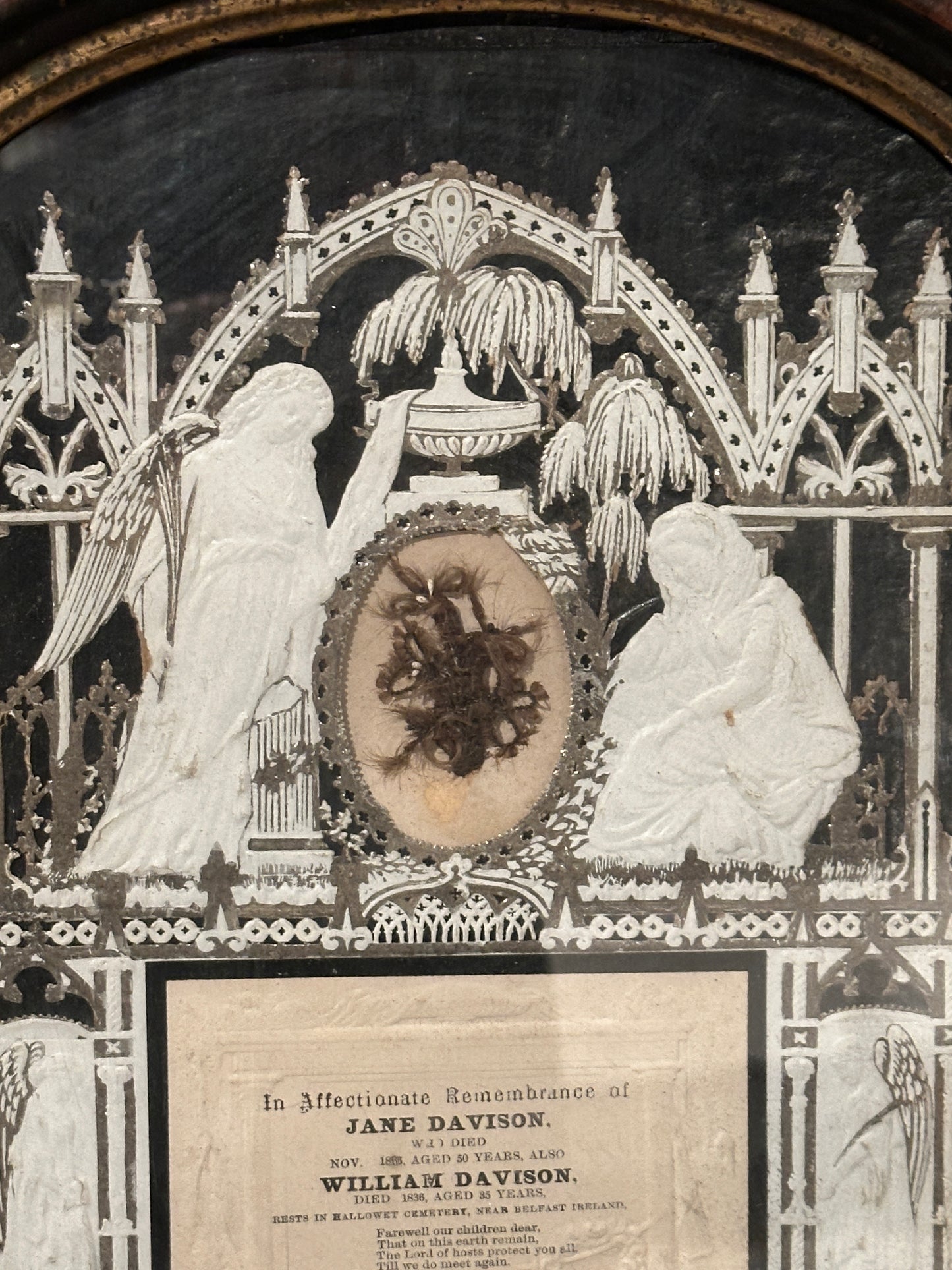 Victorian Momento Mori Shadow Box with Lock of Hair