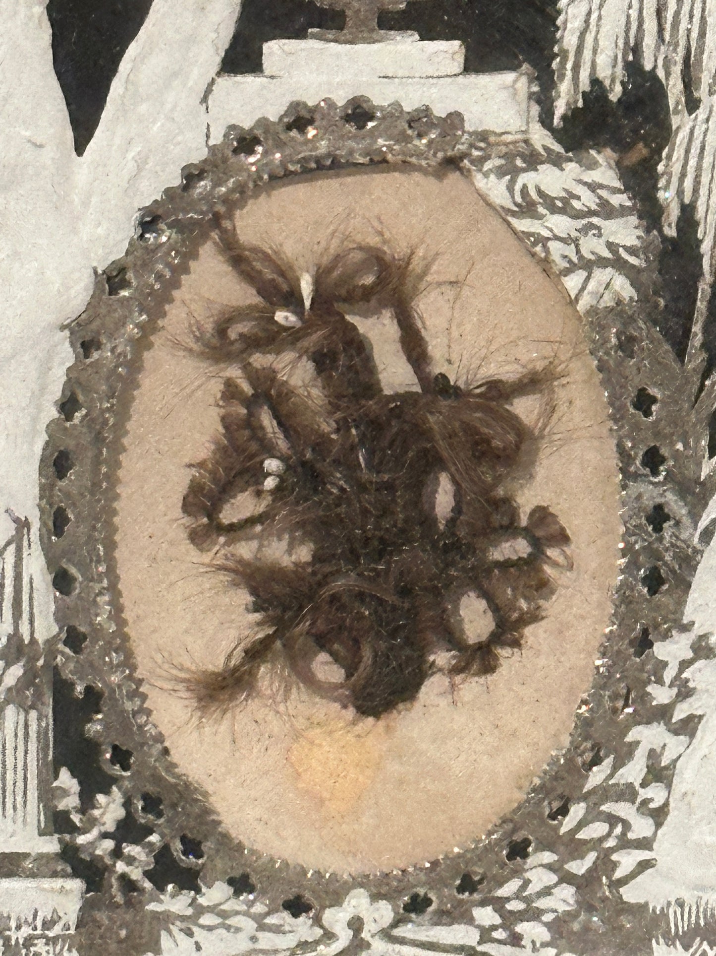 Victorian Momento Mori Shadow Box with Lock of Hair