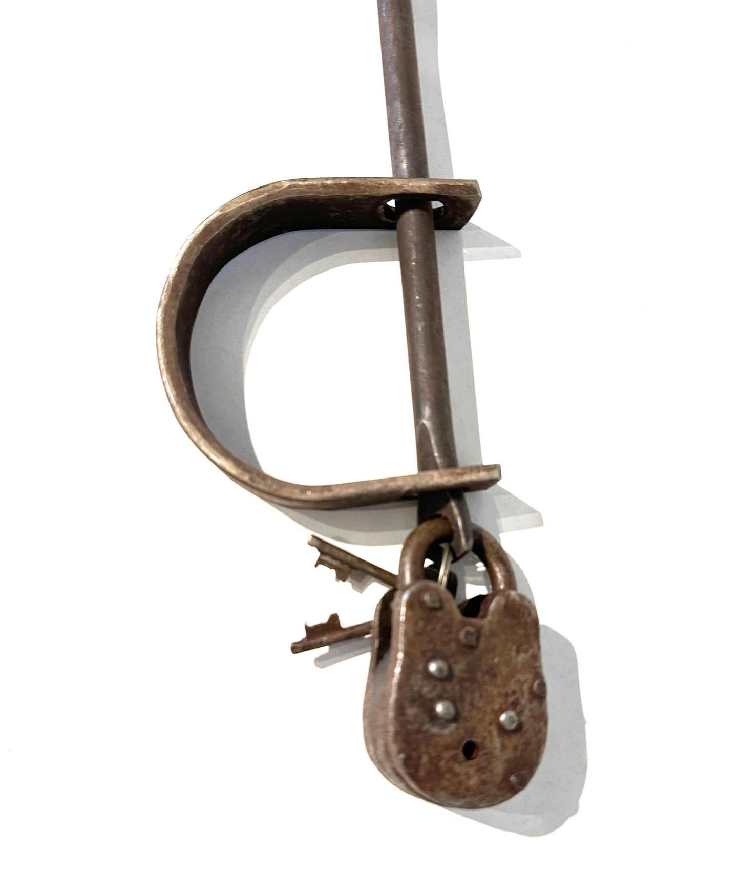 Vintage Heavy Wrought Iron Lock Leg Shackles