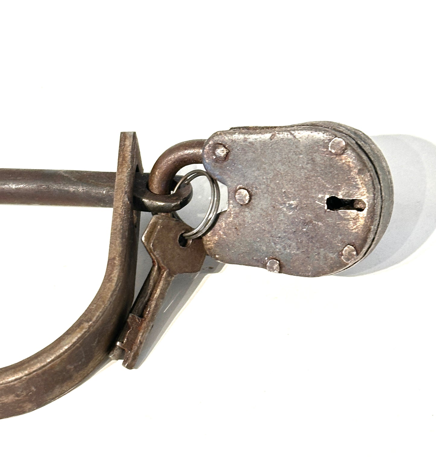 Vintage Heavy Wrought Iron Lock Leg Shackles
