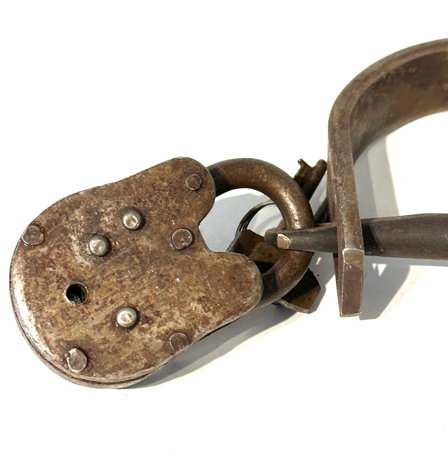 Vintage Heavy Wrought Iron Lock Leg Shackles