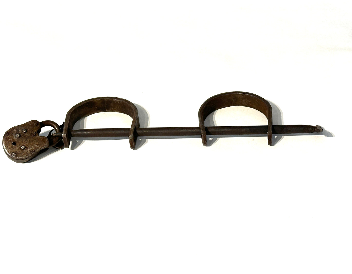 Vintage Heavy Wrought Iron Lock Leg Shackles