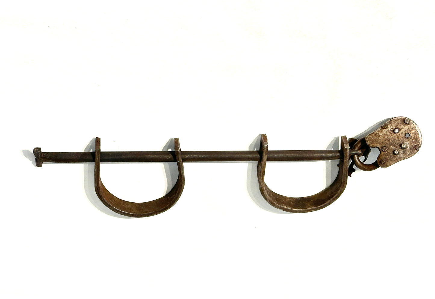 Vintage Heavy Wrought Iron Lock Leg Shackles