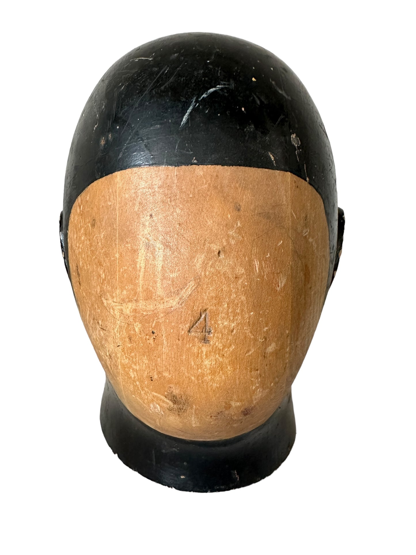 Antique Milliners Wooden Helmut Head Form C. 1920