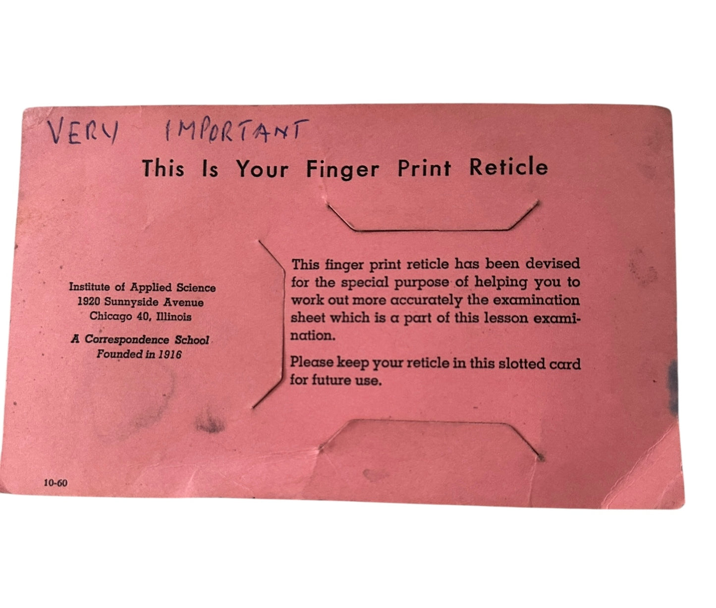 Police Fingerprint Kit: Institute of Applied Science