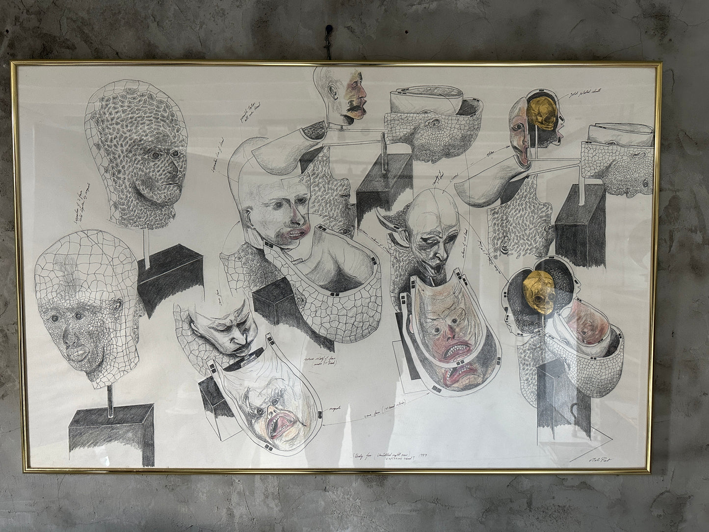 Mark Prent Drawing: Study for Exploding Head 1989