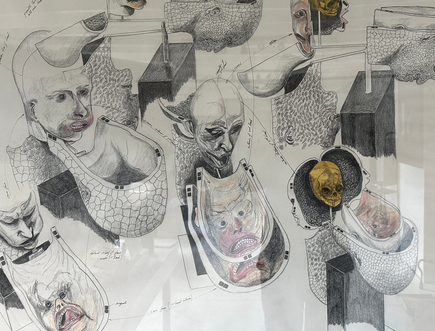 Mark Prent Drawing: Study for Exploding Head 1989