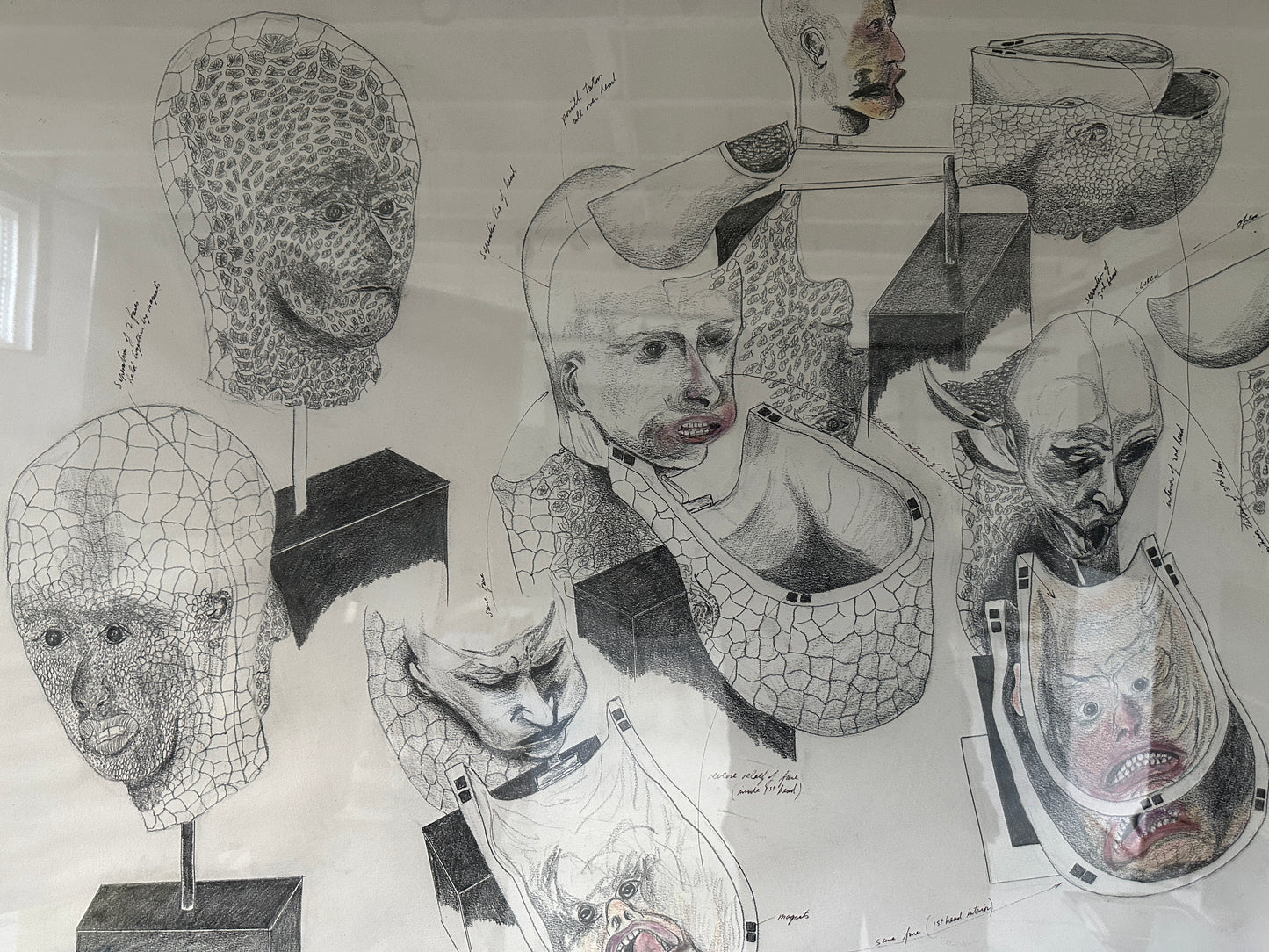 Mark Prent Drawing: Study for Exploding Head 1989