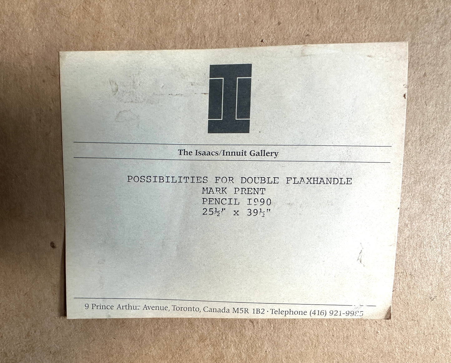 Mark Prent Drawing: Possibility for Double Flaxhandle 1990