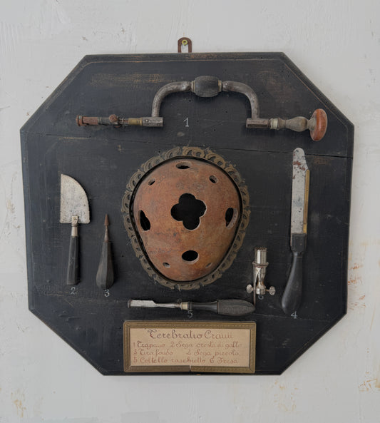 Italian "Terebratio Cranii" (Skull Trephining) Surgical Instrument Display Plaque