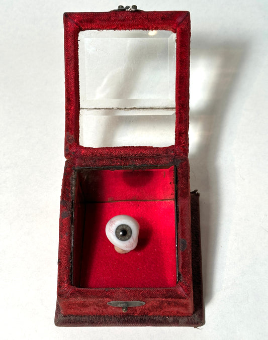 Prosthetic Eye Displayed in Ormolu Jewelry Casket