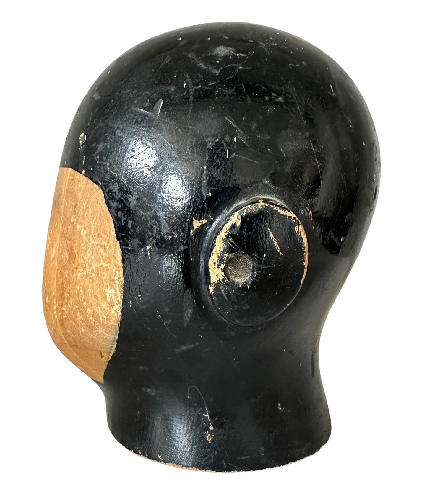 Antique Milliners  Wooden Helmut Head Form C. 1920