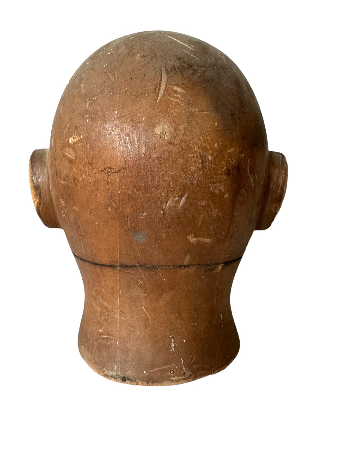 Antique Milliners  Wooden Helmut Head Form C. 1920