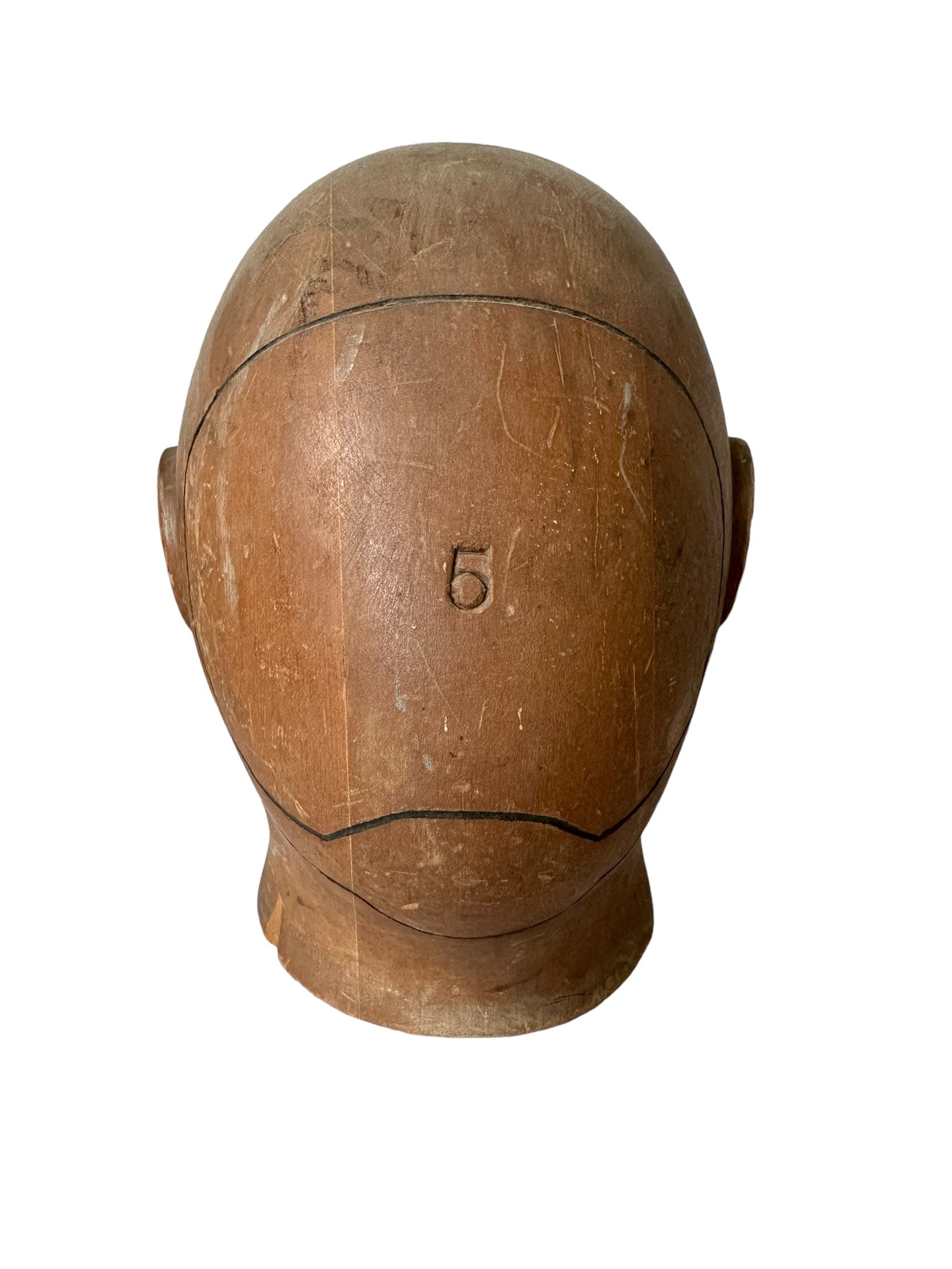 Antique Milliners  Wooden Helmut Head Form C. 1920