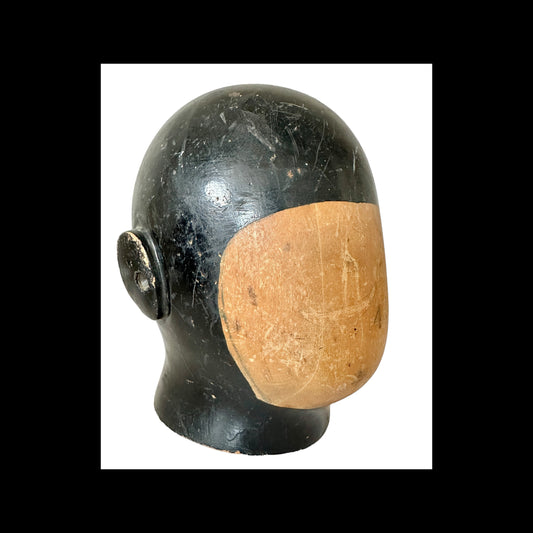 Antique Milliners  Wooden Helmut Head Form C. 1920
